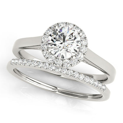 Cathedral 1CT Round Lab Diamond Halo Engagement Ring 14K White Gold
