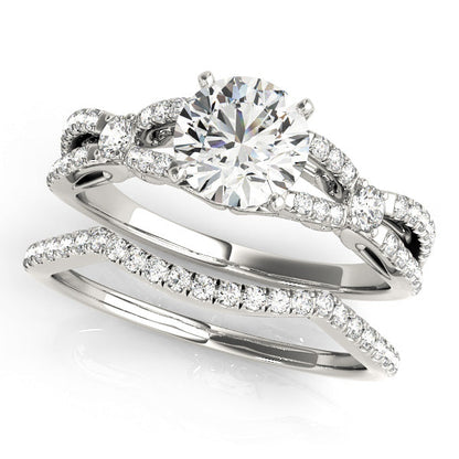 1CT Round Diamond Engagement Ring 14K White Gold Split Shank