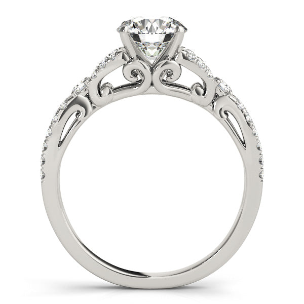 1CT Round Diamond Engagement Ring 14K White Gold Split Shank