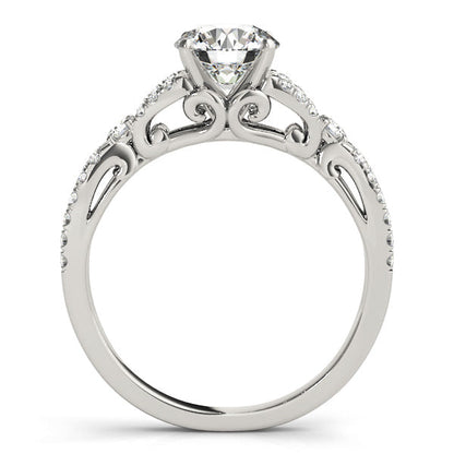 1CT Round Diamond Engagement Ring 14K White Gold Split Shank
