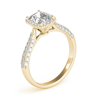 1CT Emerald Cut Diamon Engagement Ring with Halo & Pave Setting