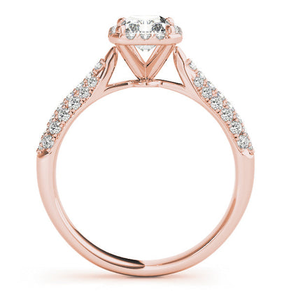 1CT Emerald Cut Diamond Engagement Ring with Halo Pave Setting