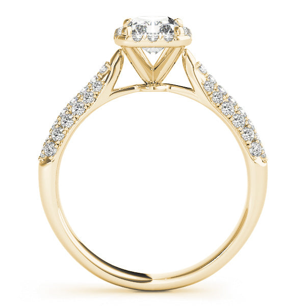 1CT Emerald Cut Diamond Engagement Ring with Halo Pave Setting