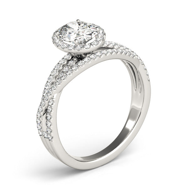 1CT Oval Cut Lab Diamond Engagement Ring 14K White Gold Split Shank