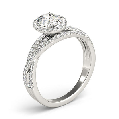 1CT Oval Cut Lab Diamond Engagement Ring 14K White Gold Split Shank