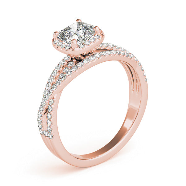 1CT Cushion Cut Lab Diamond Engagement Ring Split Shank Halo