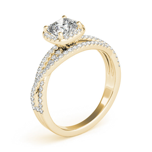 1CT Cushion Cut Lab Diamond Engagement Ring Split Shank Halo