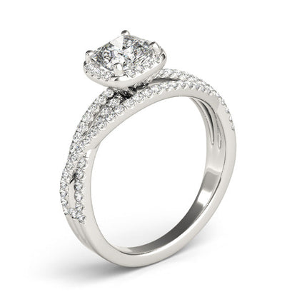 1CT Cushion Cut Lab Diamond Engagement Ring Split Shank Halo