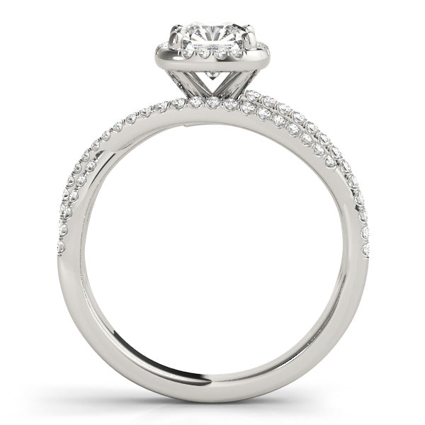 1CT Cushion Cut Lab Diamond Engagement Ring Split Shank Halo