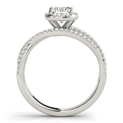 1CT Cushion Cut Lab Diamond Engagement Ring Split Shank Halo