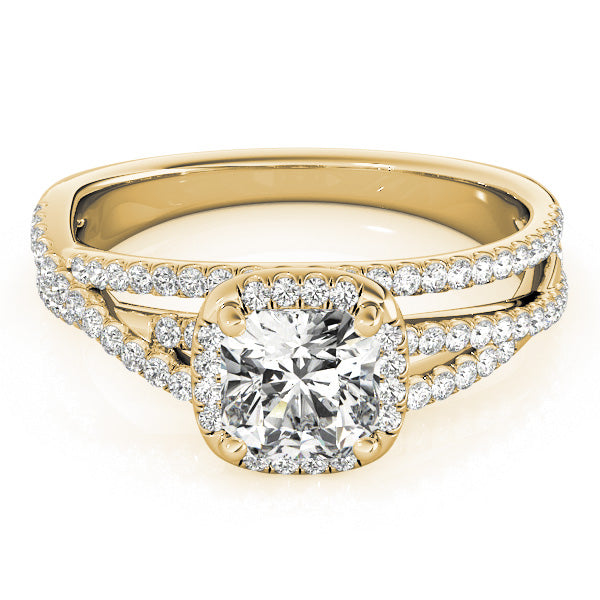 1CT Cushion Cut Lab Diamond Engagement Ring Split Shank Halo