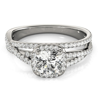 1CT Cushion Cut Lab Diamond Engagement Ring Split Shank Halo