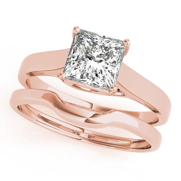 1CT Princess Cut Lab Diamond Solitaire Engagement Ring 14K Rose Gold