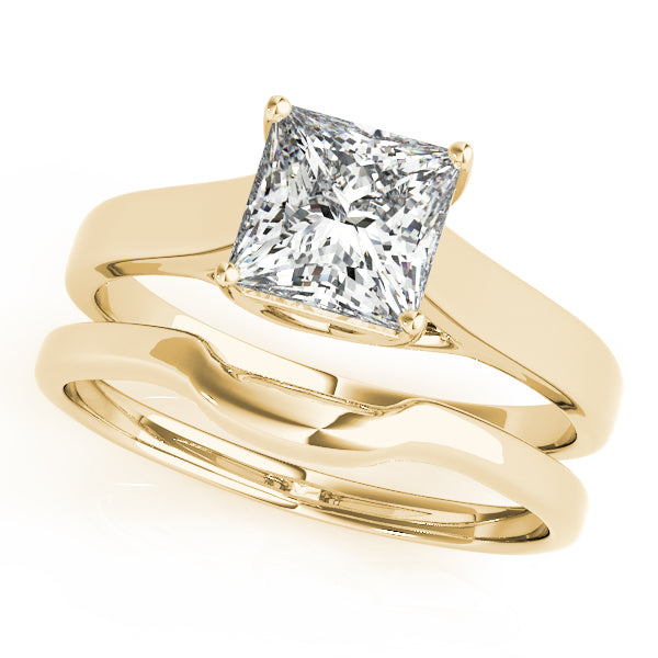 1CT Solitaire Princess Lab Diamond Engagement Ring 14K Yellow Gold