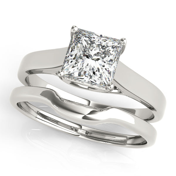 1CT Princess Cut Diamond Solitaire Engagement Ring 14K White Gold