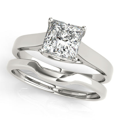 1CT Princess Cut Diamond Solitaire Engagement Ring 14K White Gold