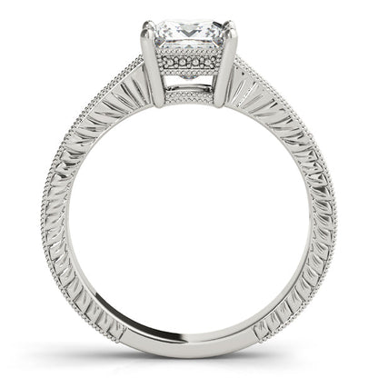 Majestic Vintage Princess Cut Rose Gold Engagement Ring