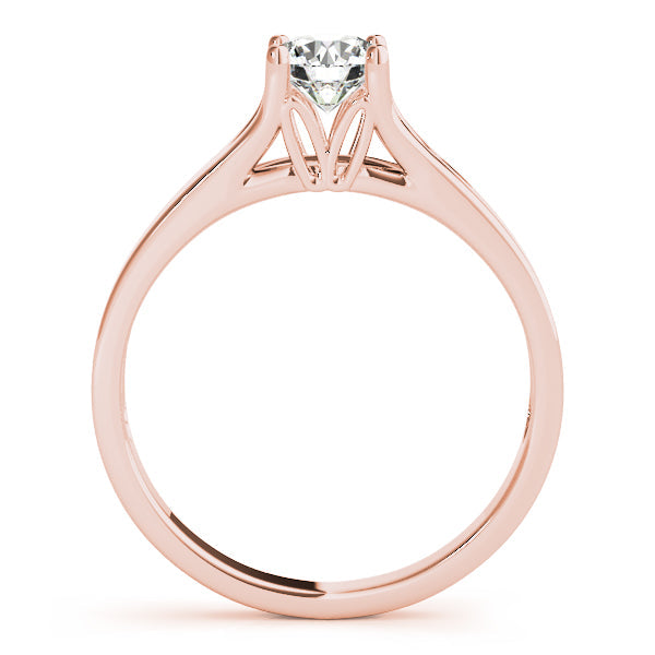 Solitaire Engagement Ring with 1CT Round Diamond 14K Rose Gold