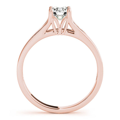 Solitaire Engagement Ring with 1CT Round Diamond 14K Rose Gold