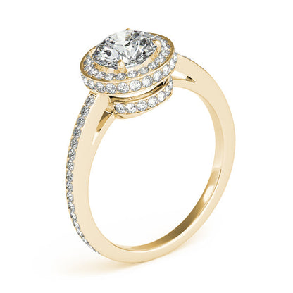 Fine Double Halo Engagement Ring with Accent Diamond Bridge