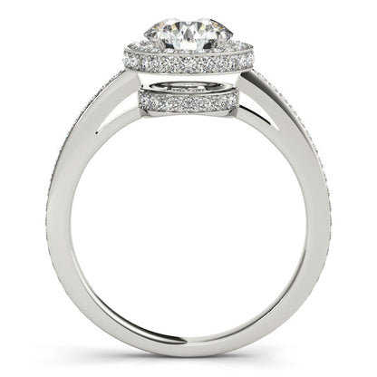 Fine Double Halo Engagement Ring with Accent Diamond Bridge