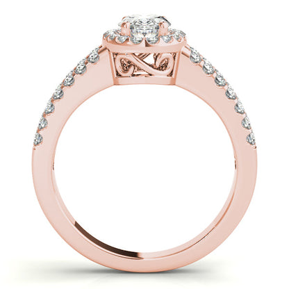 Split Shank Double Halo 1CT Oval Diamond Engagement Ring