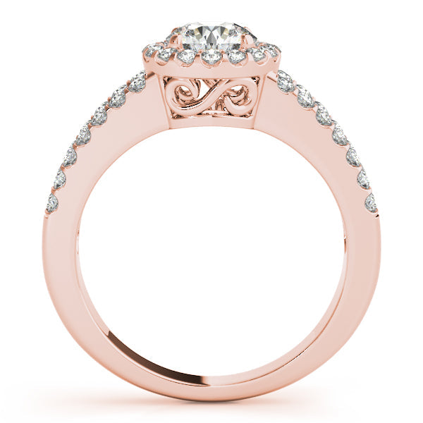 1CT Vintage Split Shank Halo Engagement Ring 14K White Gold