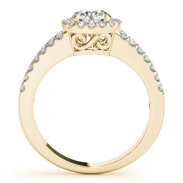 1CT Vintage Split Shank Halo Engagement Ring 14K White Gold