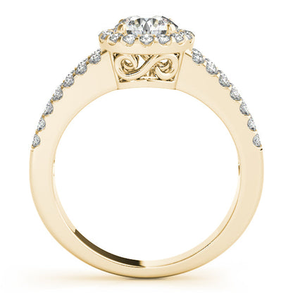 1CT Vintage Split Shank Halo Engagement Ring 14K White Gold