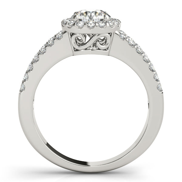 1CT Vintage Split Shank Halo Engagement Ring 14K White Gold