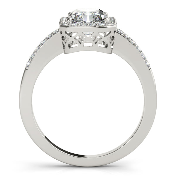 1CT Emerald Cut Lab Diamond Engagement Ring 14K White Gold Halo