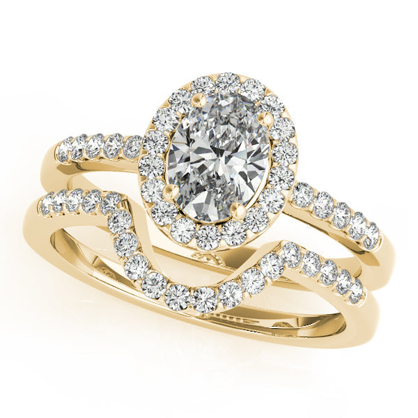 1CT Oval Cut Diamond Engagement Ring with Side Stones 14K Yellow Gold