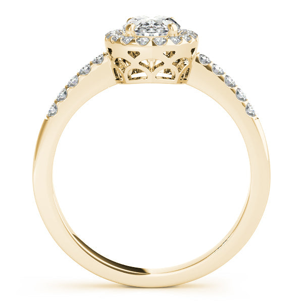 1CT Oval Cut Diamond Engagement Ring with Side Stones 14K Yellow Gold
