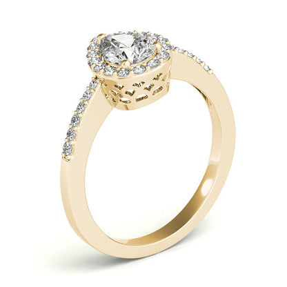 Sophisticated Pear Shaped Halo Diamond Engagement Ring