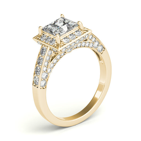 1.75CT Princess Cut Diamond Engagement Ring Luxury Halo Style