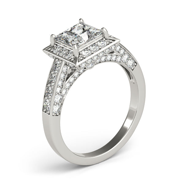 1.75CT Princess Cut Diamond Engagement Ring Luxury Halo Style