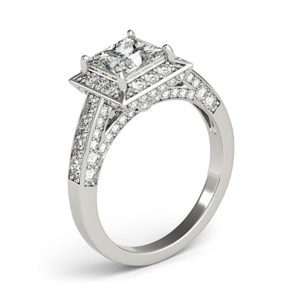 1.75CT Princess Cut Diamond Engagement Ring Luxury Halo Style