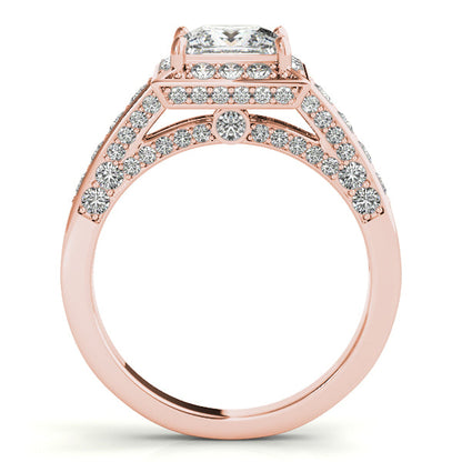 1.75CT Princess Cut Diamond Engagement Ring Luxury Halo Style