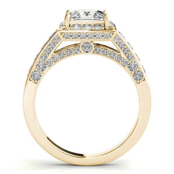 1.75CT Princess Cut Diamond Engagement Ring Luxury Halo Style