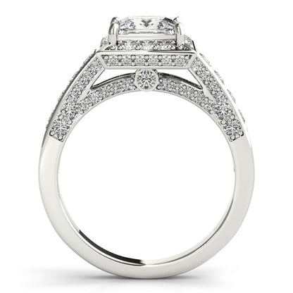 1.75CT Princess Cut Diamond Engagement Ring Luxury Halo Style