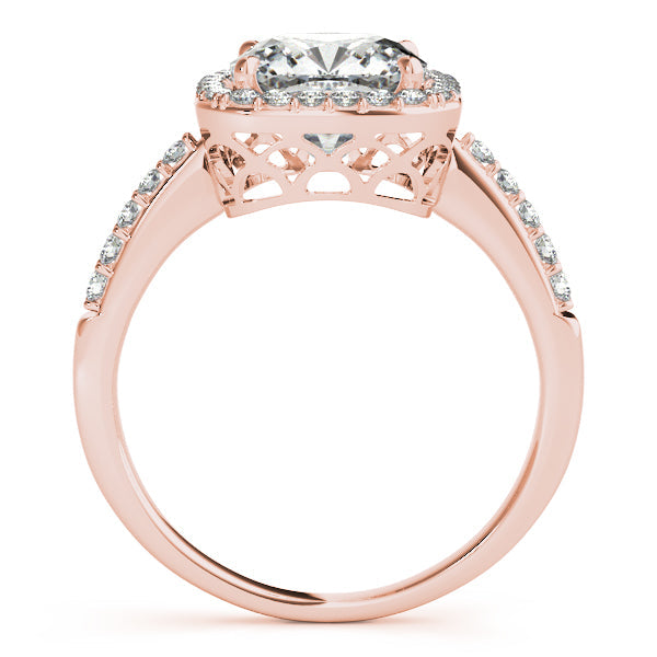 Fancy 1CT Cushion Cut Diamond Engagement Ring 14K White Gold Halo