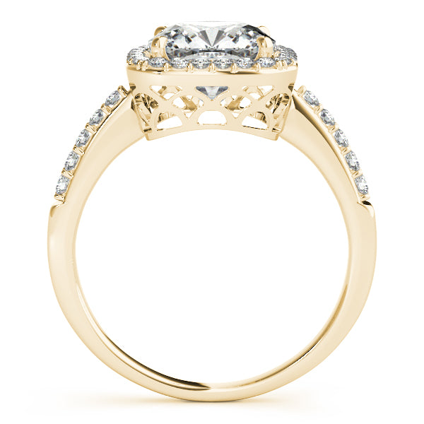 Fancy 1CT Cushion Cut Diamond Engagement Ring 14K White Gold Halo