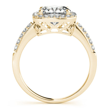 Fancy Cushion Cut Engagement Ring with Side Stones & Halo