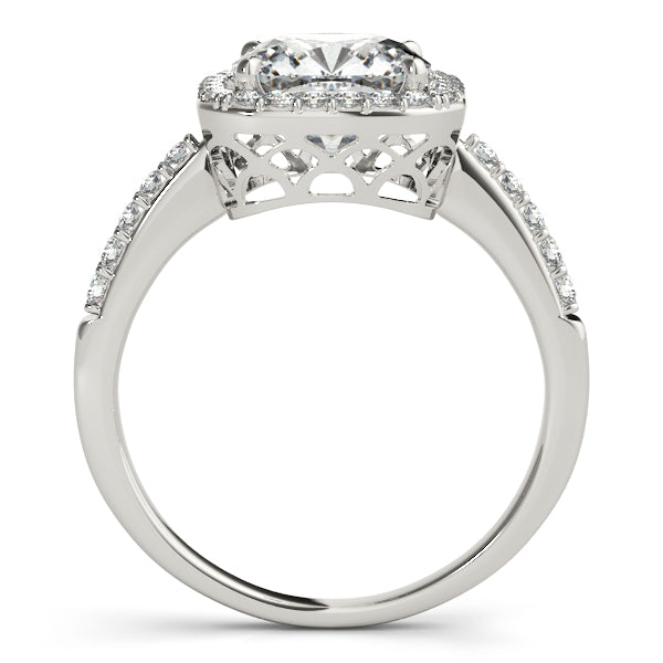 Fancy 1CT Cushion Cut Diamond Engagement Ring 14K White Gold Halo