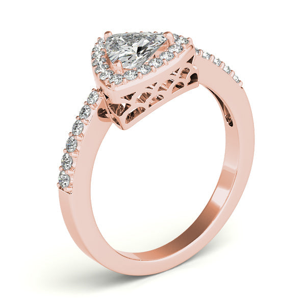 1CT Trillion Cut Halo Engagement Ring Triangle Diamond 14K White Gold