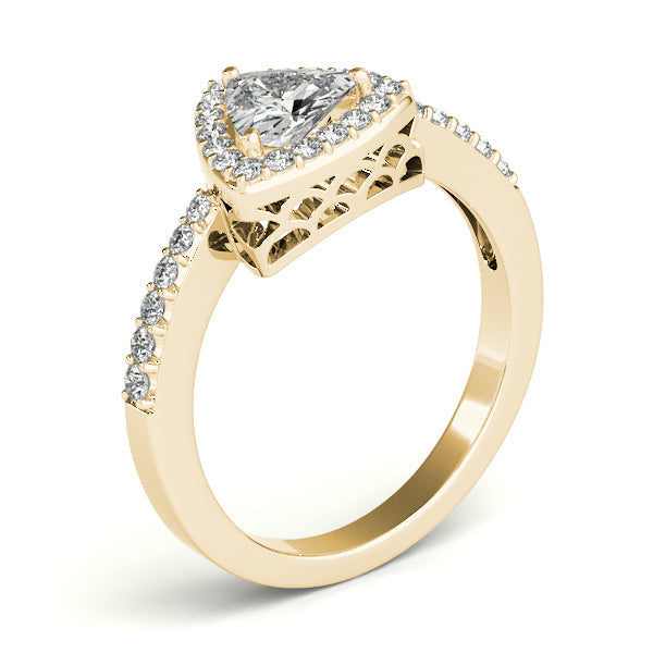 1CT Trillion Cut Halo Engagement Ring Triangle Diamond 14K White Gold