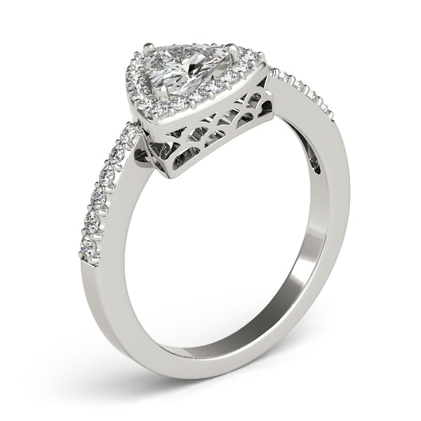 1CT Trillion Cut Halo Engagement Ring Triangle Diamond 14K White Gold