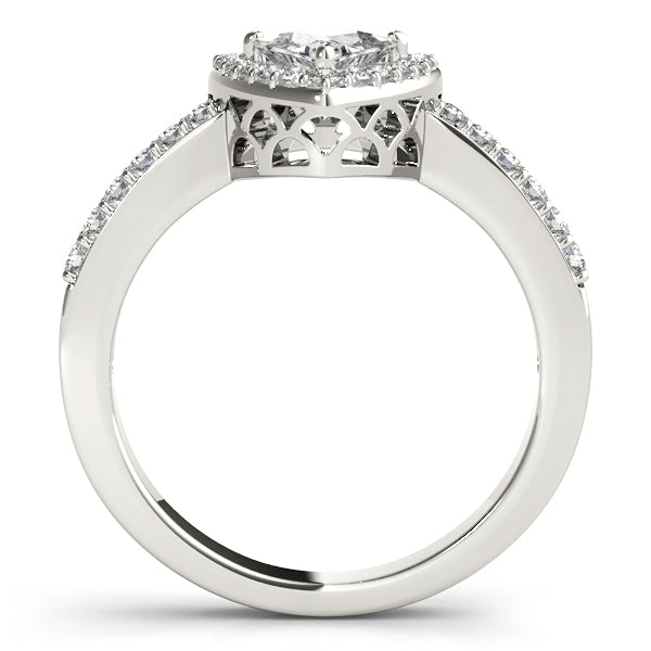 1CT Trillion Cut Halo Engagement Ring Triangle Diamond 14K White Gold