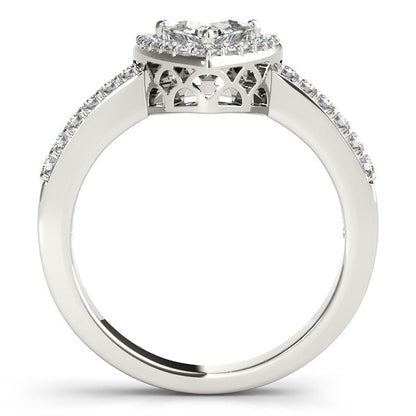 1CT Trillion Cut Halo Engagement Ring Triangle Diamond 14K White Gold