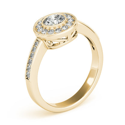 1CT Round Lab Diamond Engagement Ring 14K White Gold Bezel Halo